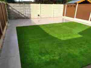 Artificial lawn and Belgian Grey Porcelain Outdoor tiles