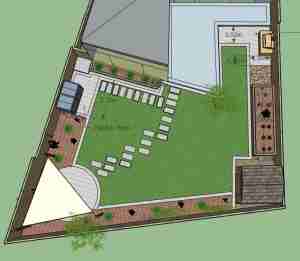 Rear garden design plan view