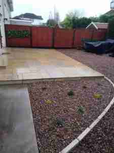Image of raised Limestone patio and new bed
