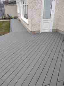 Decking from rear kitchen door set at 45 degree
