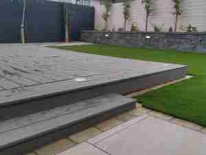 Porcelain paving ,Composite Deck & Artificial lawn Low maintenance garden design