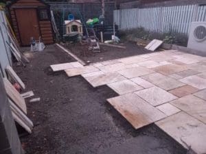 Sandstone Patio being laid work in progress